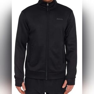 Bench Jacket Black Zip-Up Fleece Lined Sz M